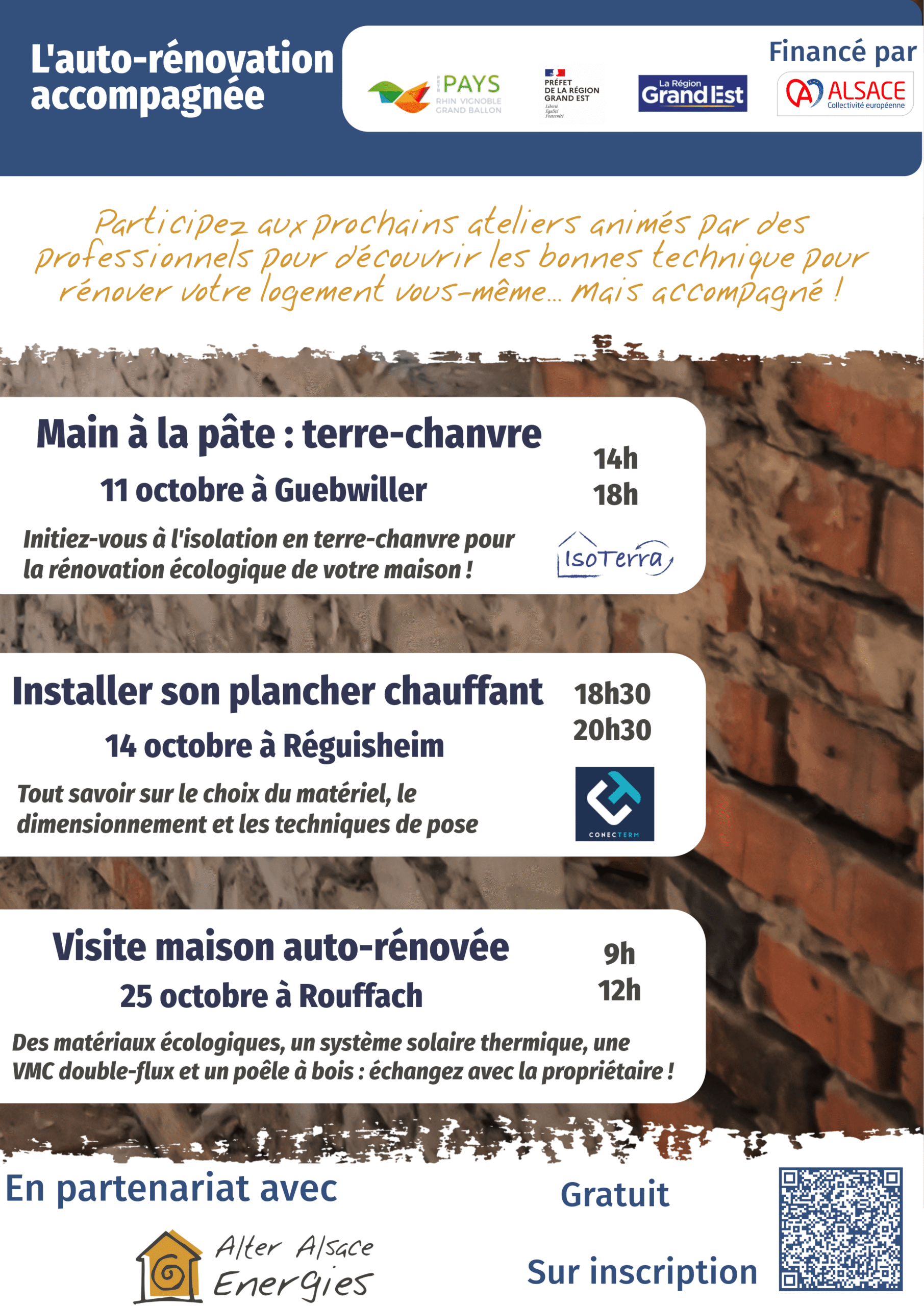 Affiche de l'exposition « L'Éloge des Vosges » au Château de la Neuenbourg. L'affiche présente en son centre une vieille photo en noir et blanc d'une route de montagne. Sur la photo, deux vaches marchent près de panneaux de signalisation routière. Autour de la photo, le fond est vert et des motifs graphiques bleus, rayures et grilles, sont présents. Le titre de l'exposition, les dates (du 19 juin au 26 octobre) et les informations du lieu sont écrits en blanc.